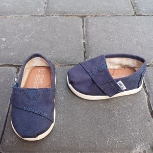 TOMS Tiny Alpargata Canvas Classic Slip-On - Toddler Kid,Size 4,Blue